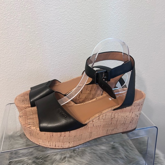 Coach Black Wedge Sandals size 10 - Picture 1 of 8